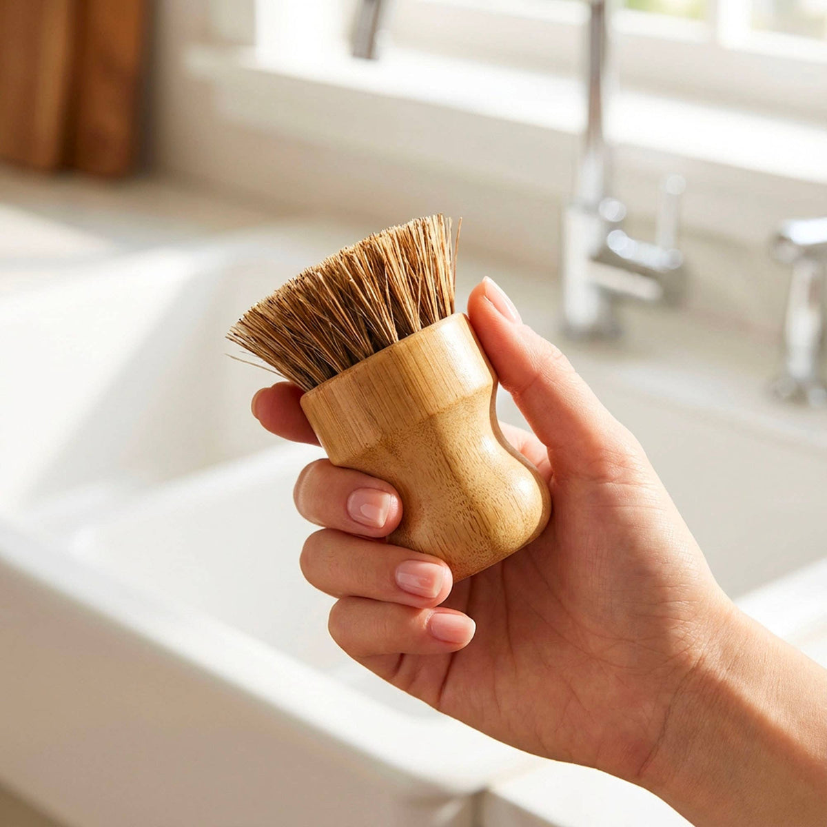 Bamboo Pot Scrubber with Sisal Bristles | Zero-Waste Kitchen Scrubber