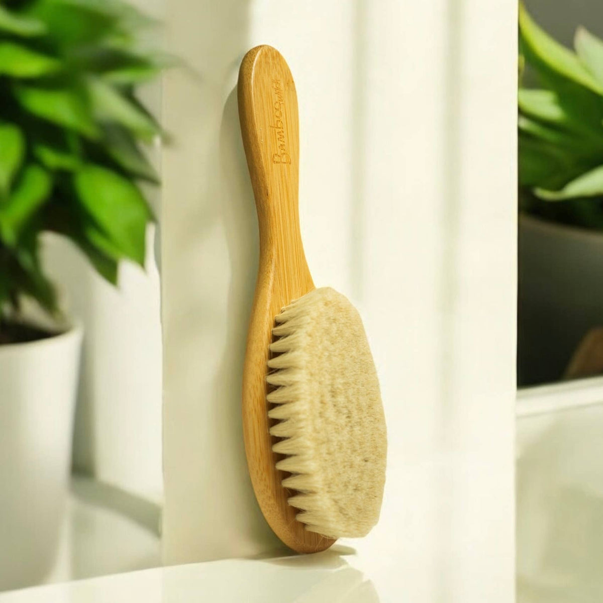 Bamboo Baby Hairbrush — Soft Natural Bristles, Gentle on Newborn Scalps