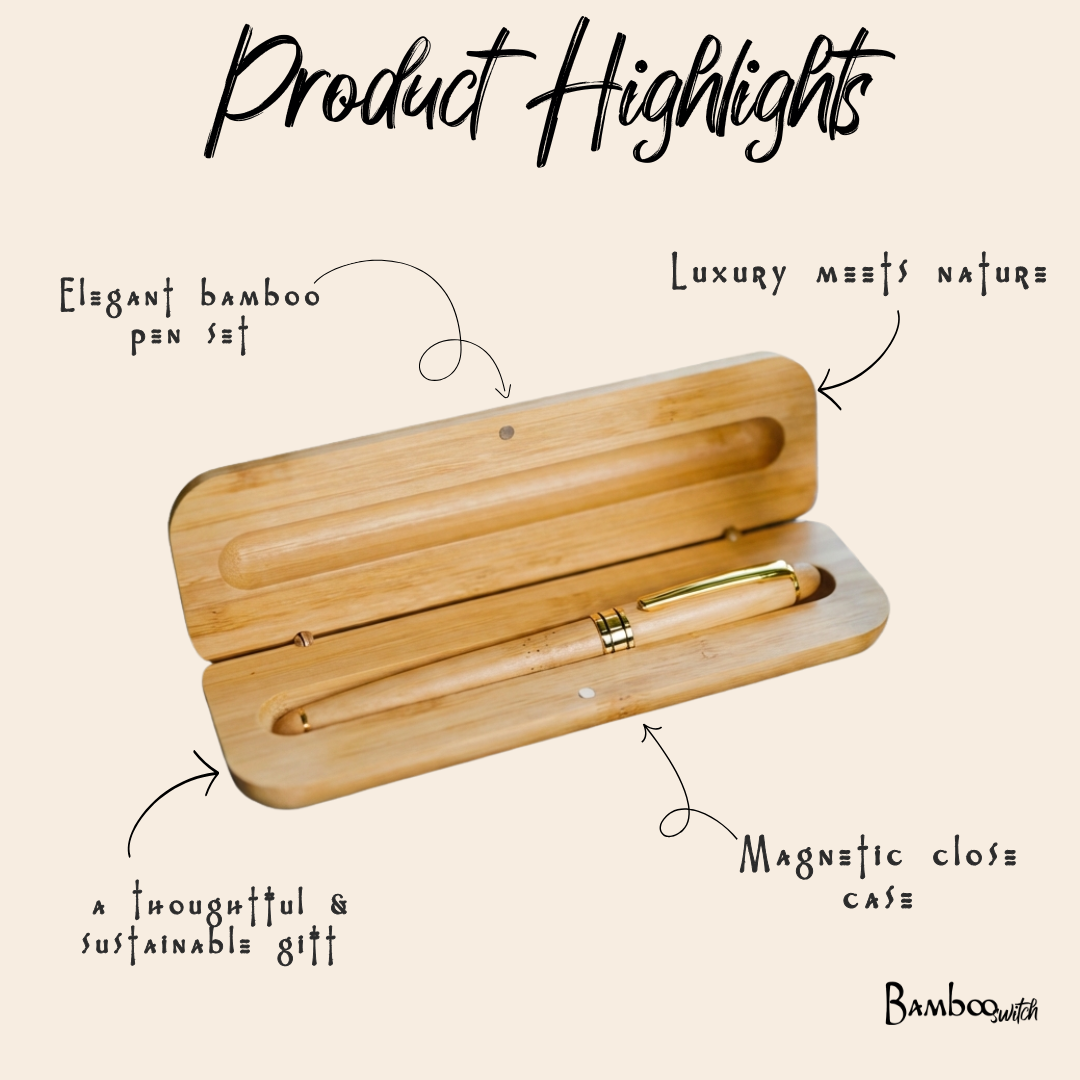 Bamboo Pen & Case Set