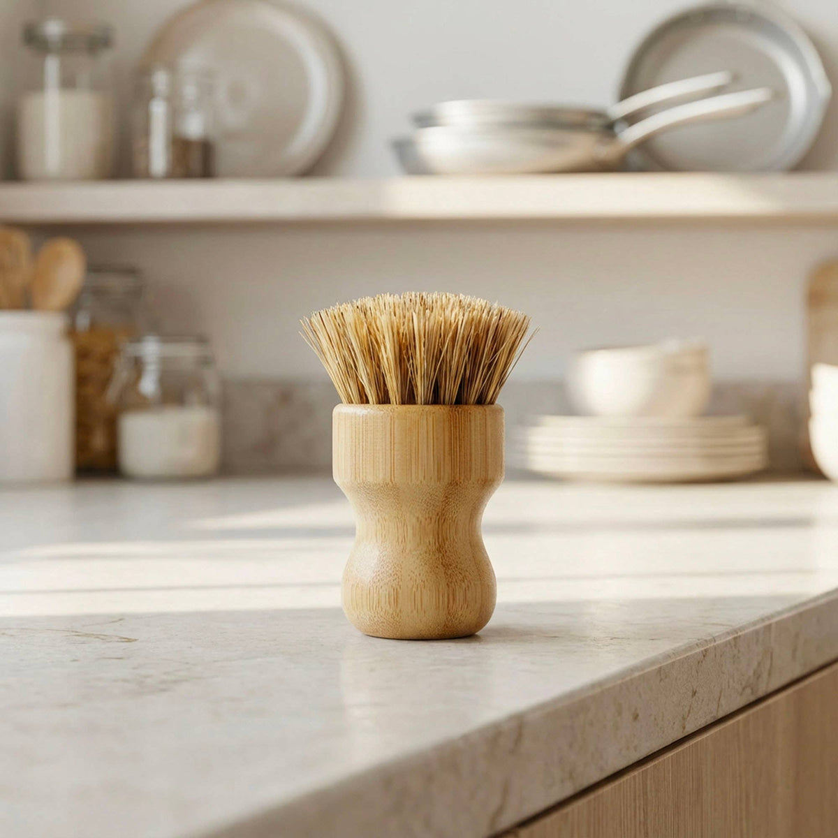 Bamboo Pot Scrubber with Sisal Bristles | Zero-Waste Kitchen Scrubber
