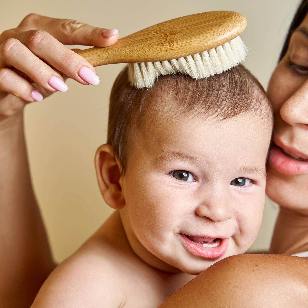 Bamboo Baby Hairbrush — Soft Natural Bristles, Gentle on Newborn Scalps