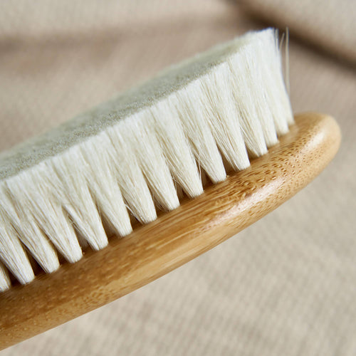 Bamboo Baby Hairbrush — Soft Natural Bristles, Gentle on Newborn Scalps