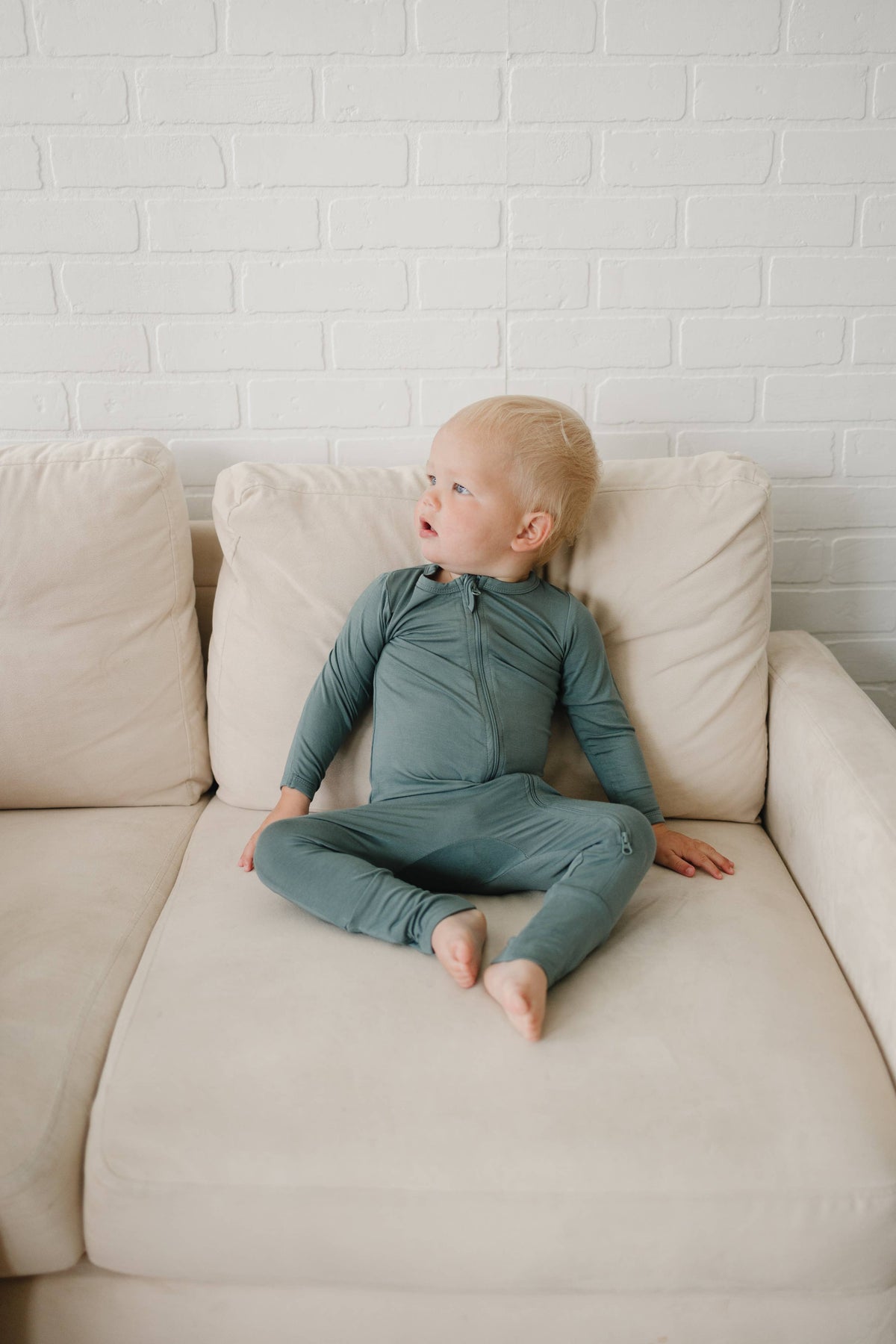Solid Bamboo Zippy Pajamas — Purple & Teal
