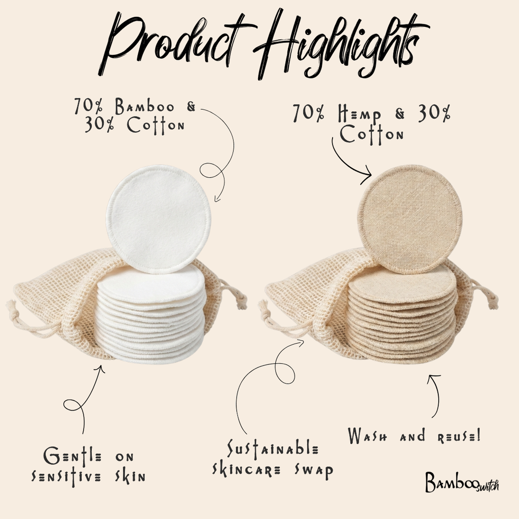 Reusable Bamboo Facial Rounds – Set of 20