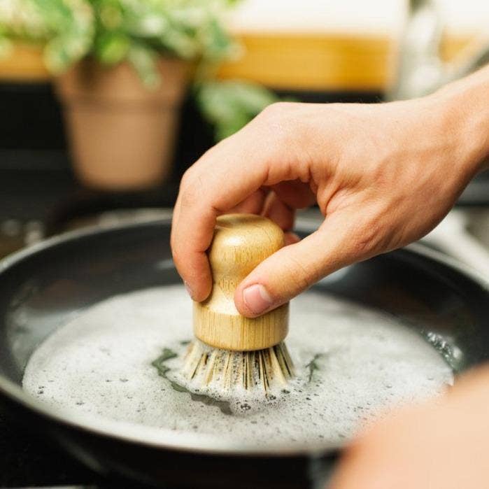 Bamboo Pot Scrubber with Sisal Bristles | Zero-Waste Kitchen Scrubber