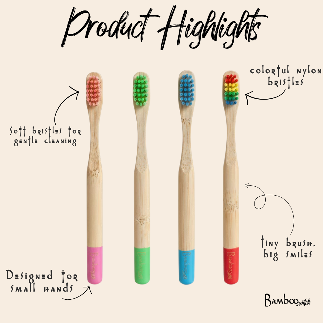Bamboo Kids Toothbrush with Soft Bristles | Compostable Kids Oral Care