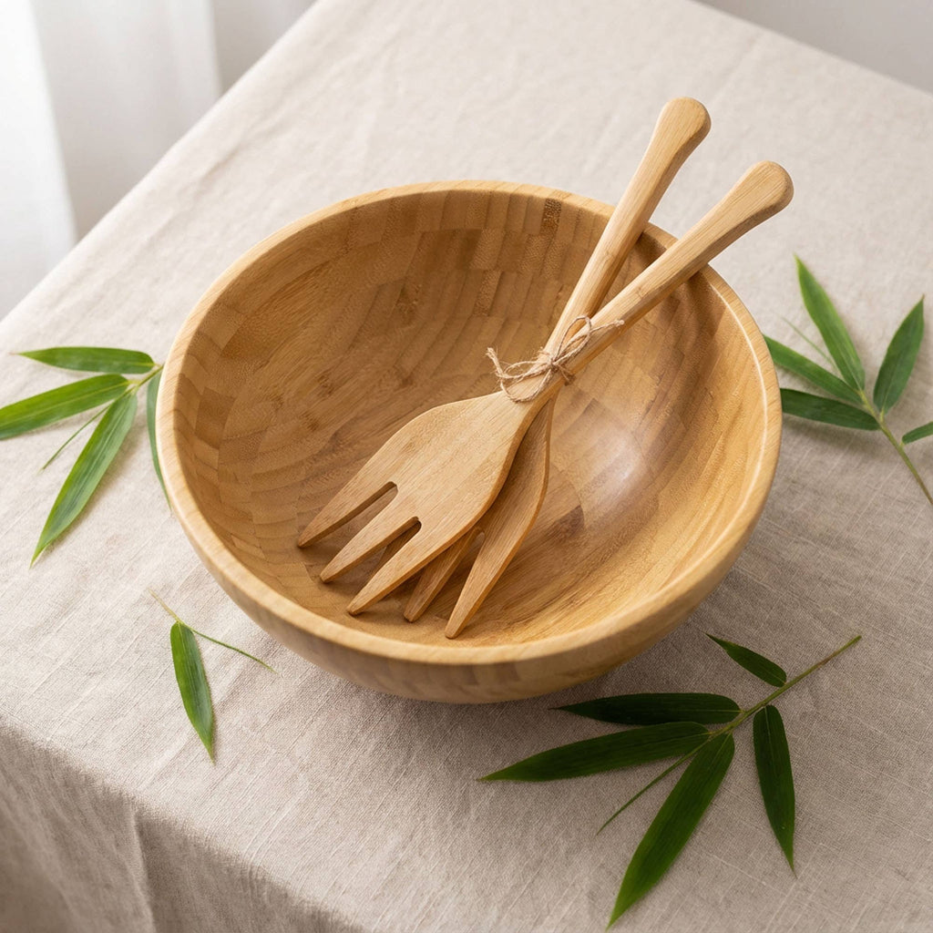 Bamboo Salad Bowl & Serving Set