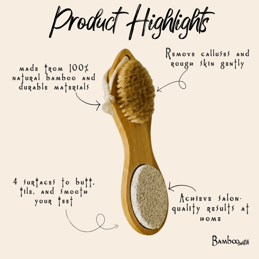Bamboo Foot Pedicure Tool | Exfoliating Foot File & Brush
