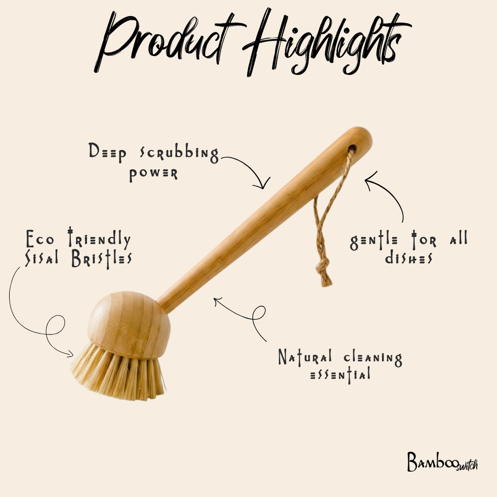 Bamboo Dish Scrubber with Sisal Bristles
