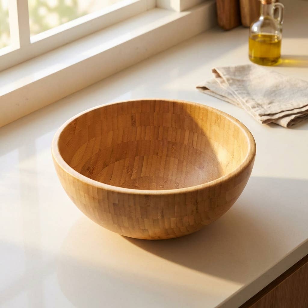 Bamboo Serving Bowl | Large Salad & Fruit Bowl