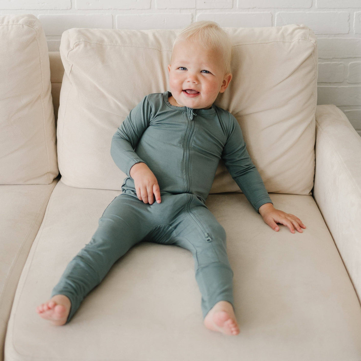 Solid Bamboo Zippy Pajamas — Purple & Teal