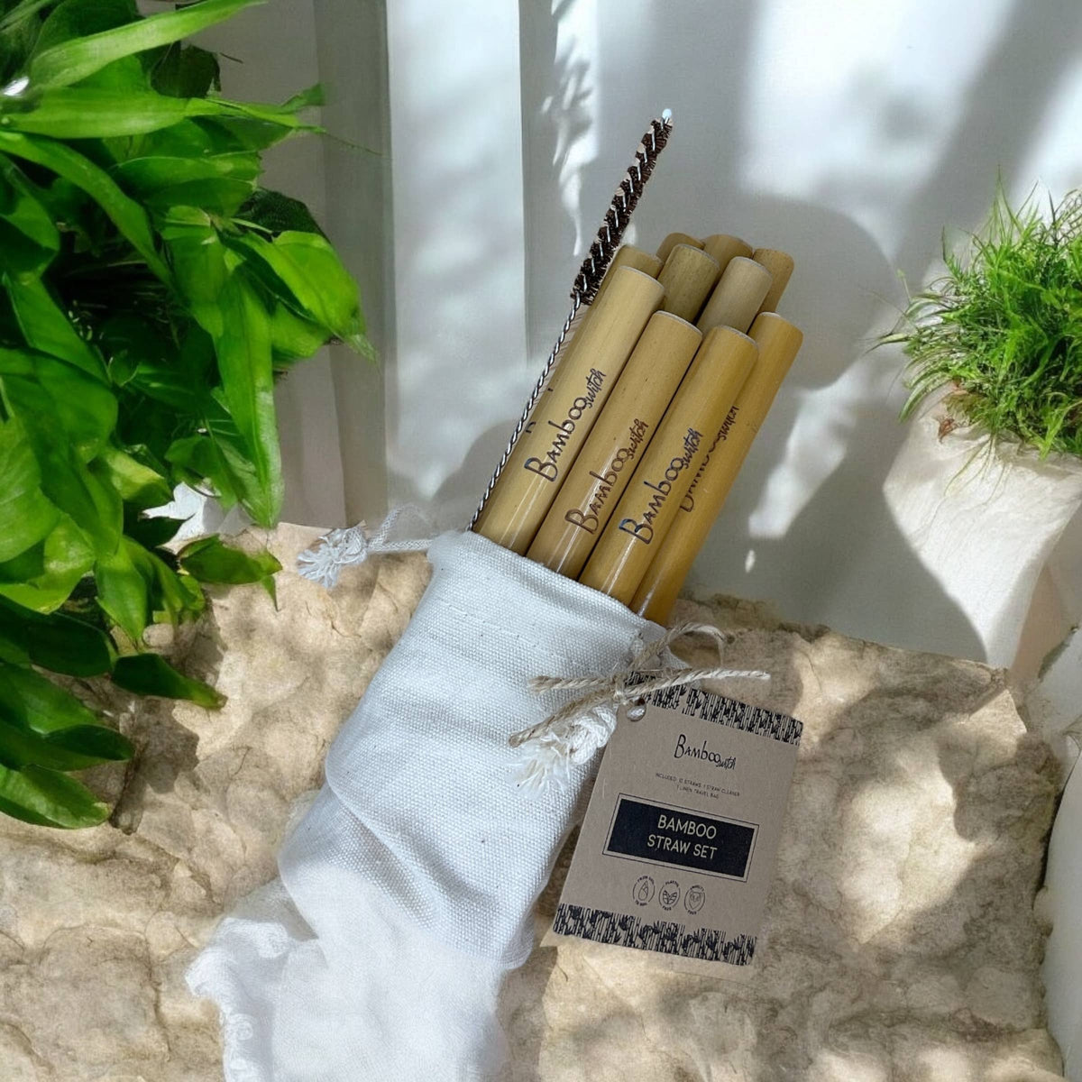 Bamboo Straws with Coconut Fiber Cleaner — Set of 10