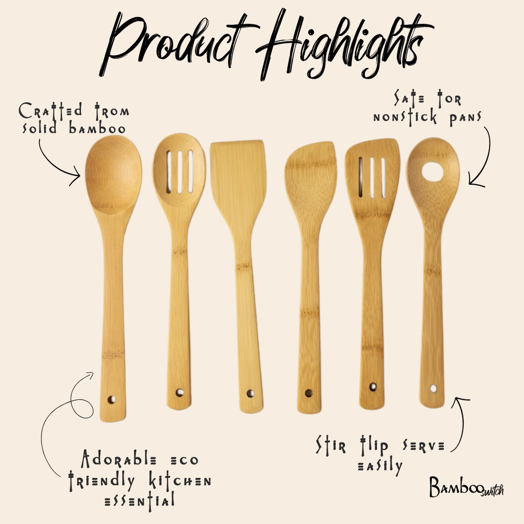 Bamboo Kitchen Utensil Set — 6 Piece