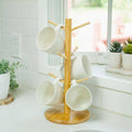 Bamboo Coffee Cup Tree Holder with 6 Branches | Mug & Jewelry Organizer