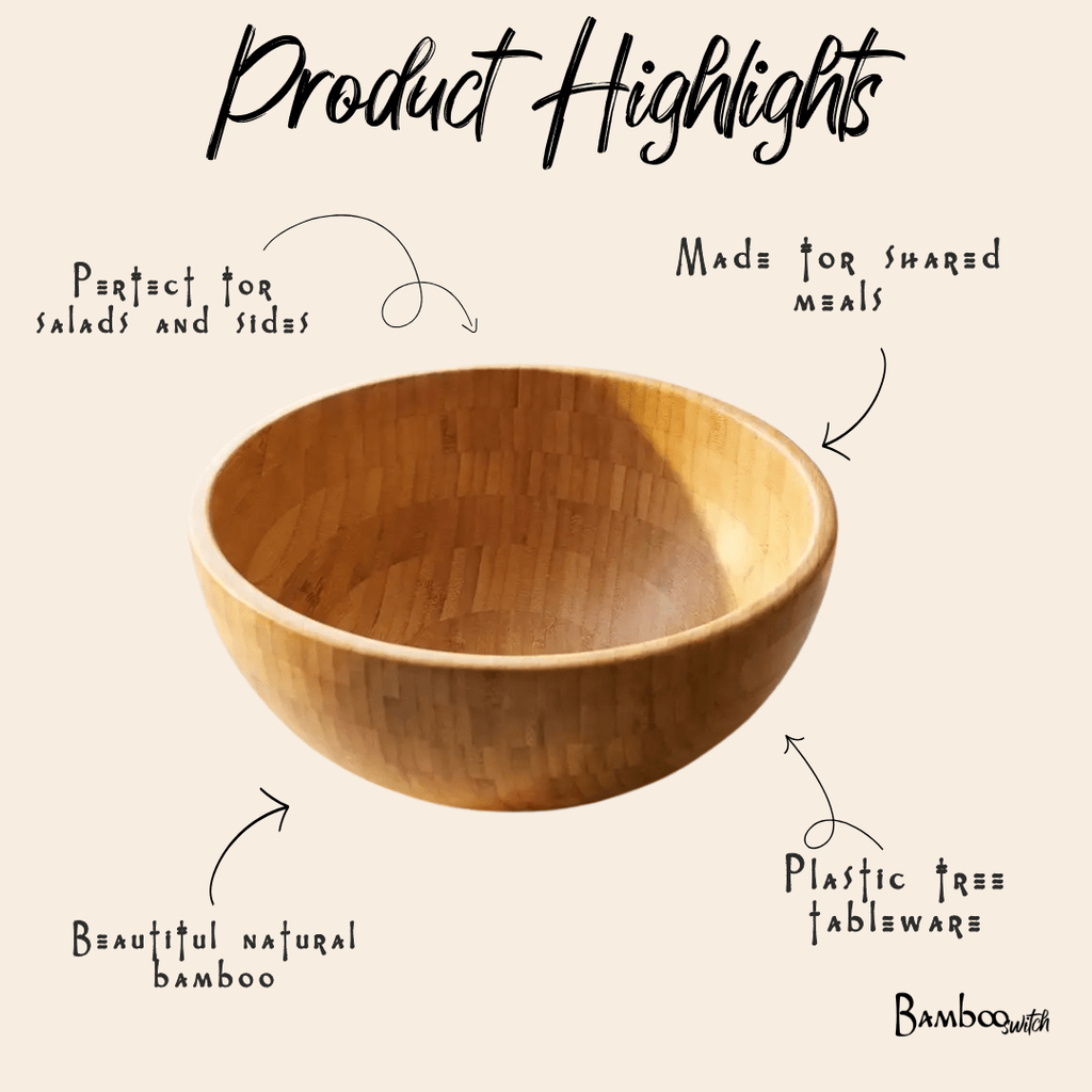 Bamboo Serving Bowl | Large Salad & Fruit Bowl