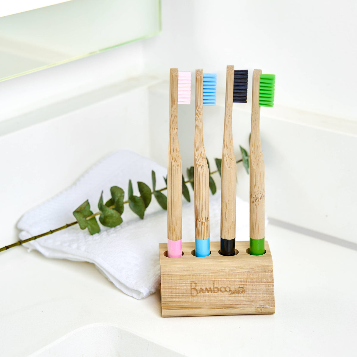 Bamboo Toothbrush Family Stand