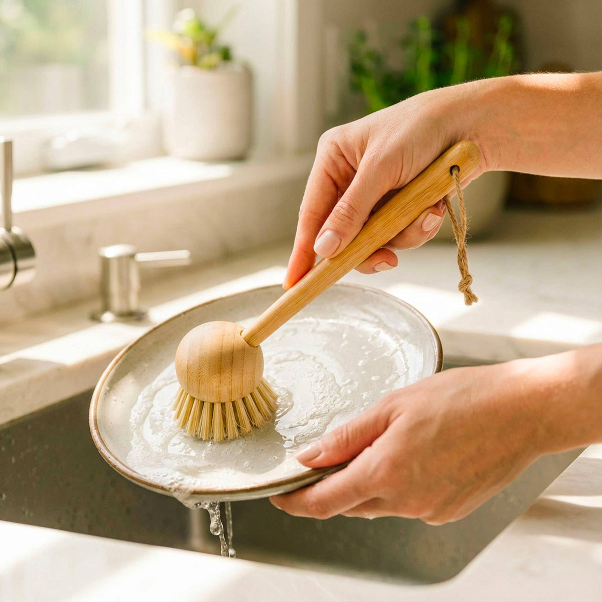 Bamboo Dish Scrubber with Sisal Bristles
