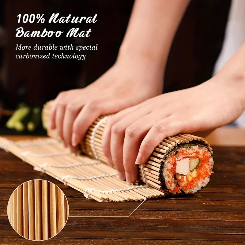 Bamboo Sushi Making Kit — Eco-Friendly Rolling Mat, Chopsticks & Rice Paddle