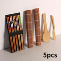 Bamboo Sushi Making Kit — Eco-Friendly Rolling Mat, Chopsticks & Rice Paddle