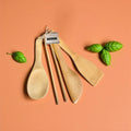 Bamboo Kitchen Utensil Set — 4 Piece with Tongs