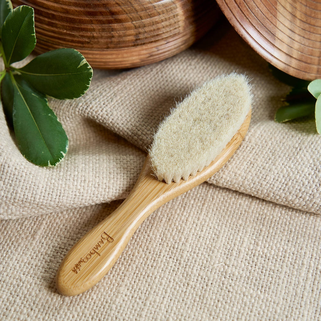 Bamboo Baby Hairbrush — Soft Natural Bristles, Gentle on Newborn Scalps