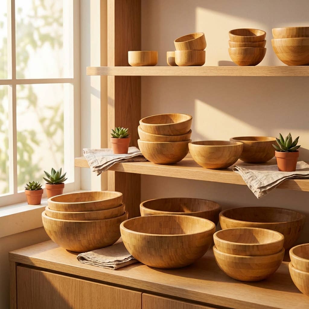 Bamboo Serving Bowl | Large Salad & Fruit Bowl