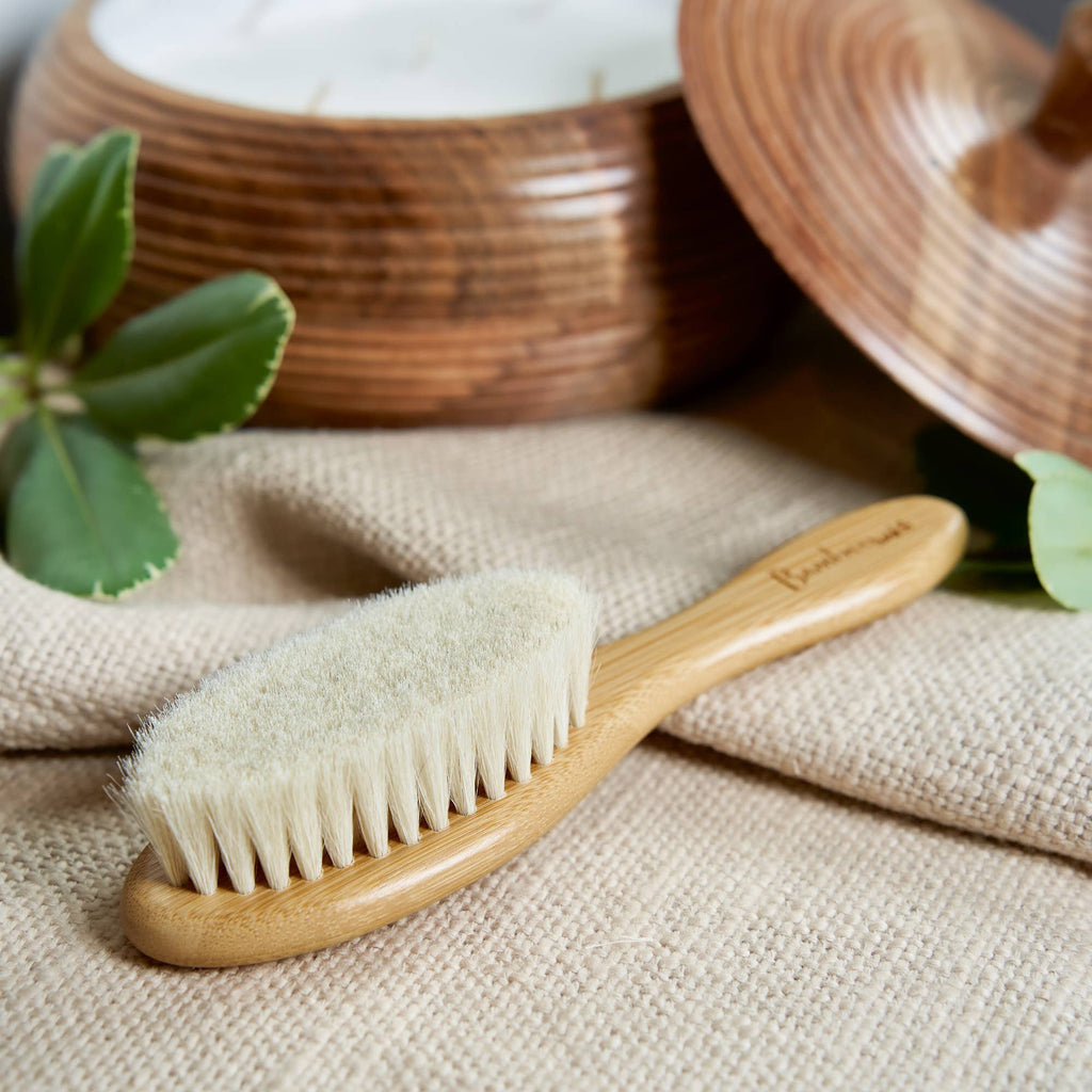 Bamboo Baby Hairbrush — Soft Natural Bristles, Gentle on Newborn Scalps