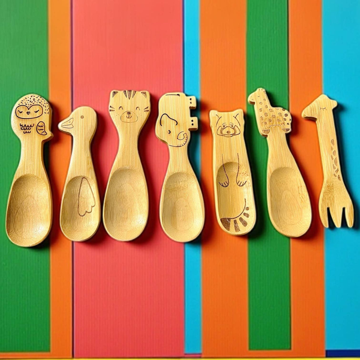 Bamboo Animal Kids & Toddler Utensils | Fun Mealtime Flatware