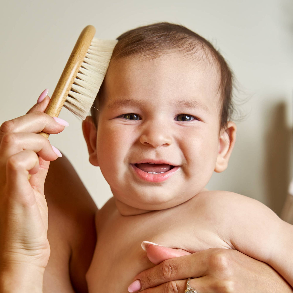 Bamboo Baby Hairbrush — Soft Natural Bristles, Gentle on Newborn Scalps