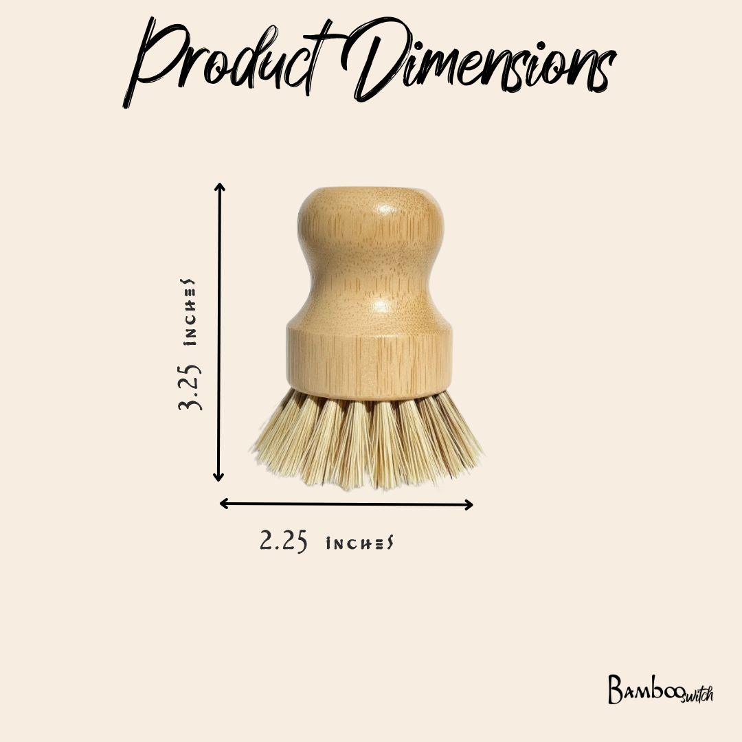 Bamboo Pot Scrubber with Sisal Bristles | Zero-Waste Kitchen Scrubber