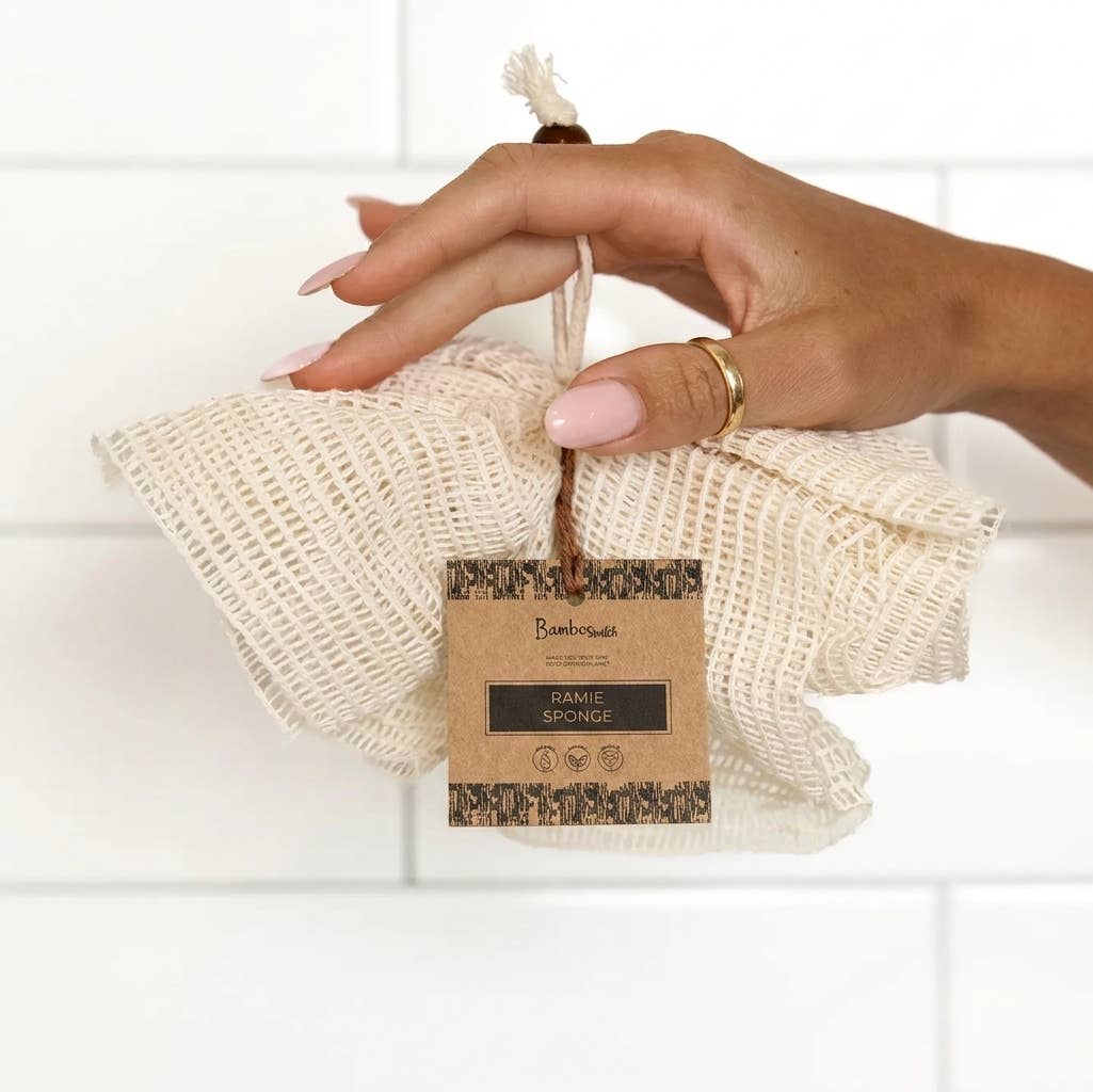 Ramie Shower Pouf with Natural Fiber | Compostable Exfoliating Sponge