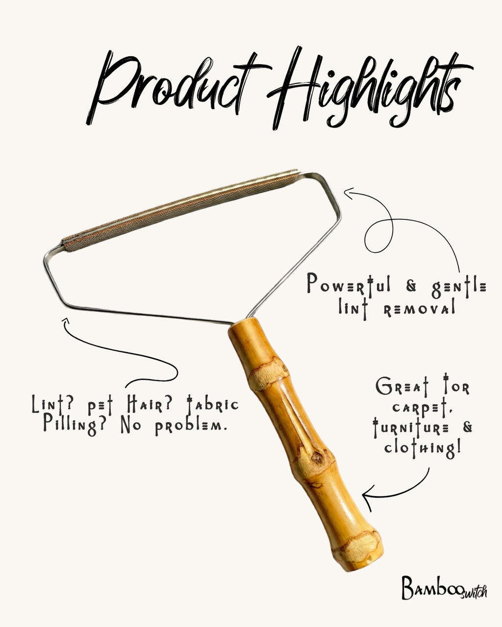 Bamboo Lint Remover with Copper Blades | Reusable Fabric Shaver