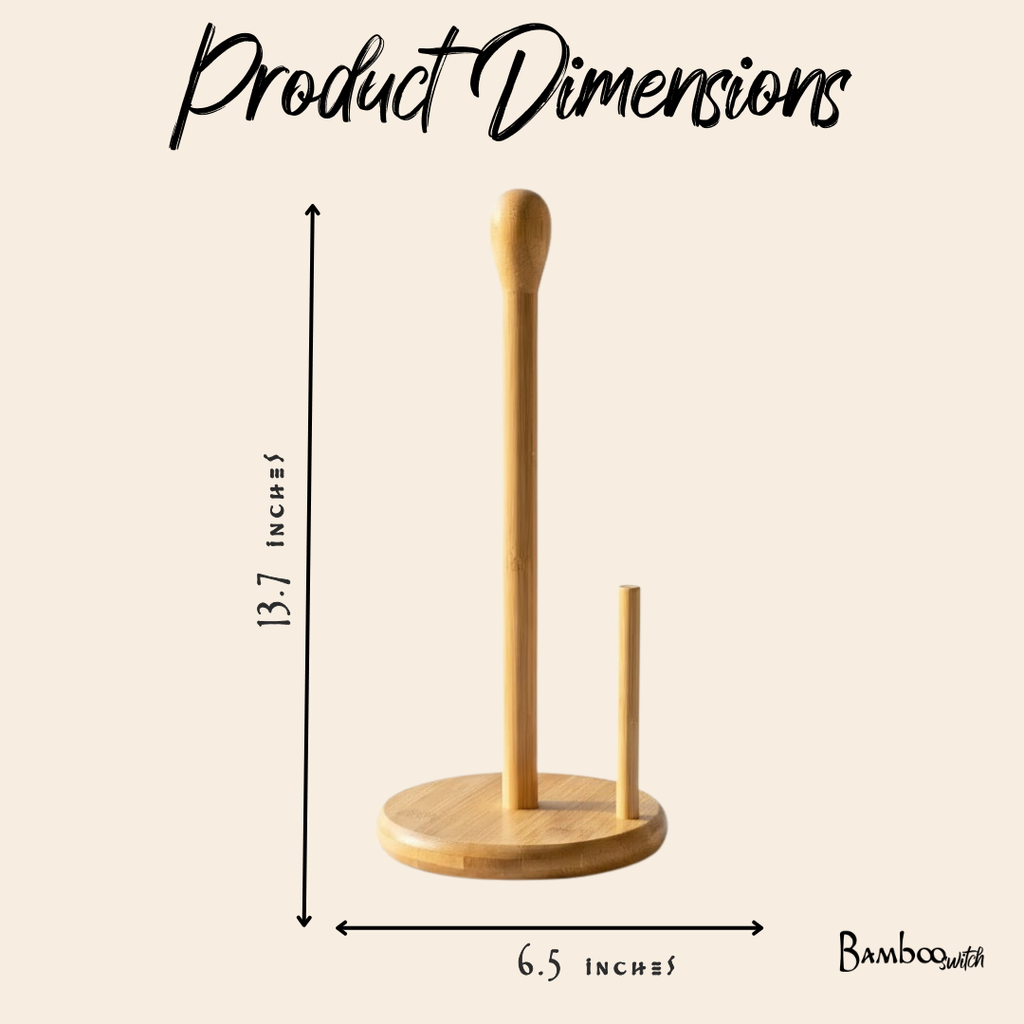 Bamboo Paper Towel Holder | Countertop Kitchen Organizer