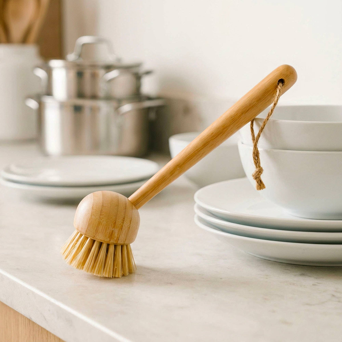 Bamboo Dish Scrubber with Sisal Bristles