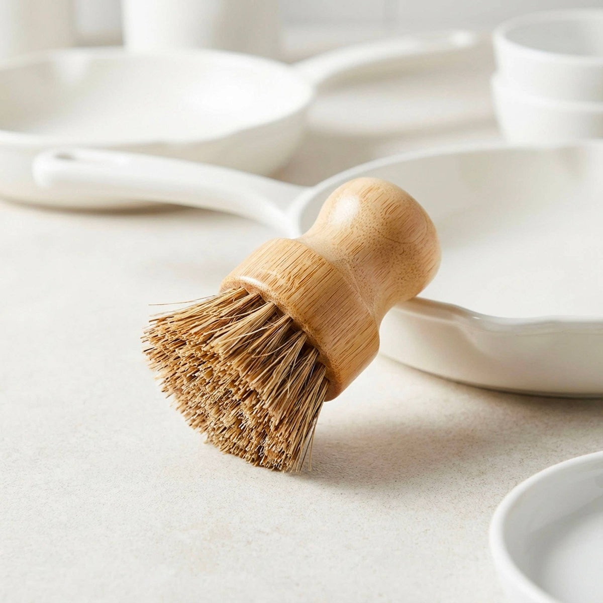Bamboo Pot Scrubber with Sisal Bristles | Zero-Waste Kitchen Scrubber