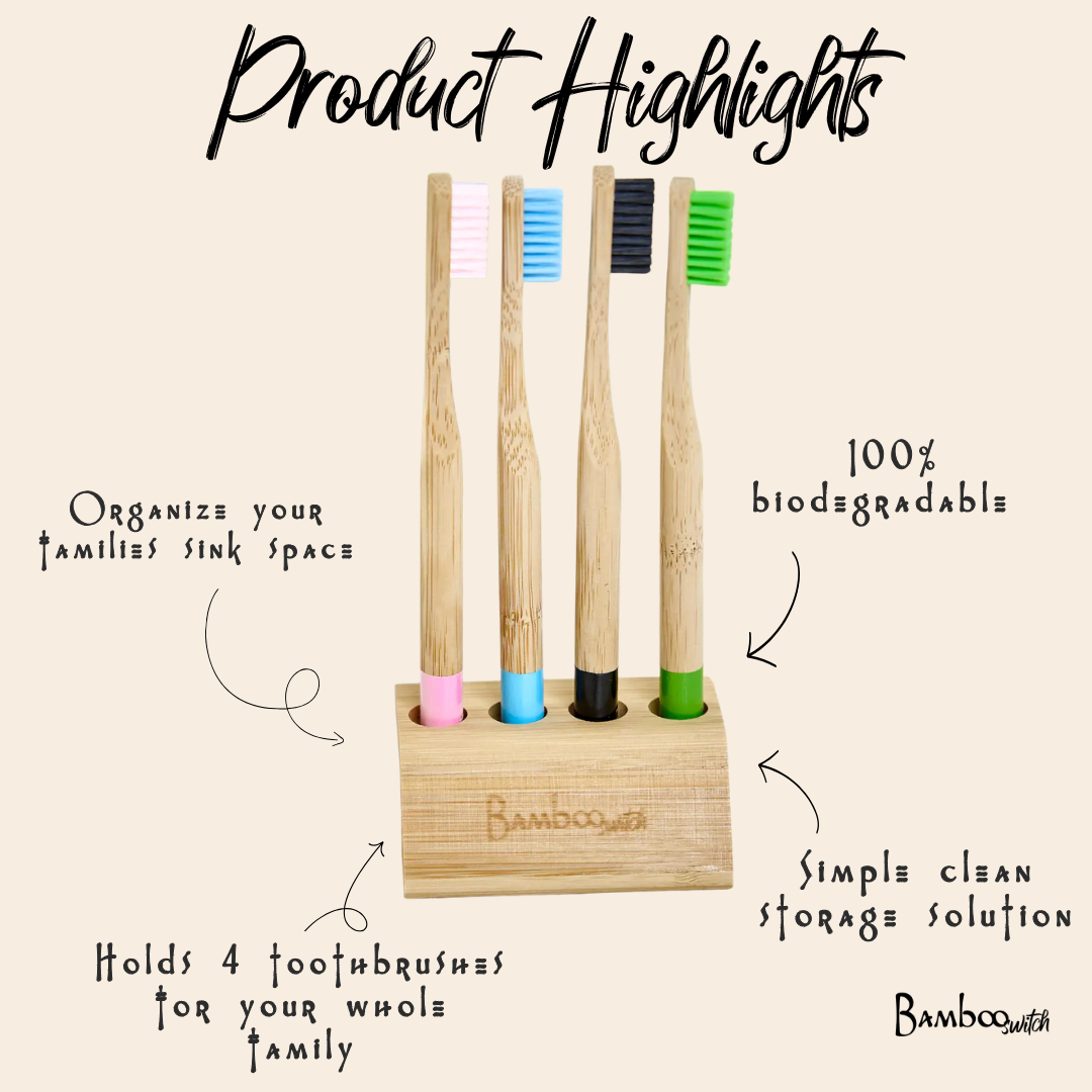 Bamboo Toothbrush Family Stand
