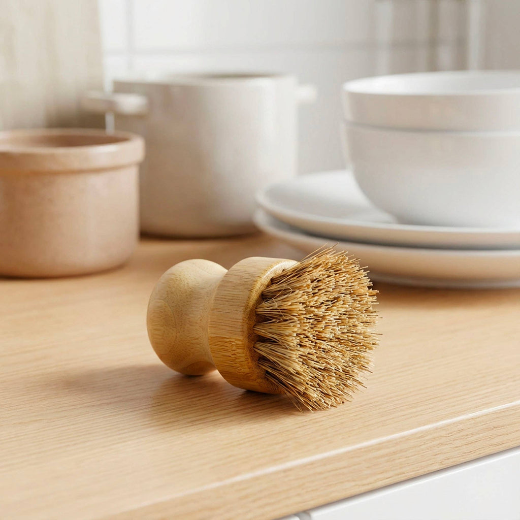 Bamboo Pot Scrubber with Sisal Bristles | Zero-Waste Kitchen Scrubber